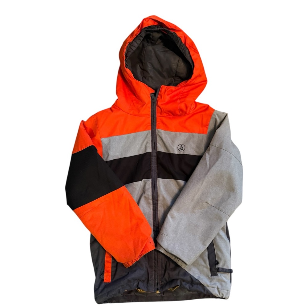 Volcom Boys Insulated Jacket Size Medium Orange Gray Black